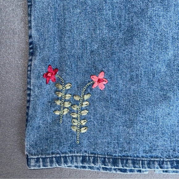 Christopher & Banks Blue Denim Cotton Shirt Jacket floral embroidered size L - Picture 7 of 16